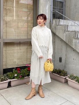 「春ワンピ」｜「アイテム（その他シューズ）」を使った、akari_lemageさん（レディース・160cm）の冬コーディネート