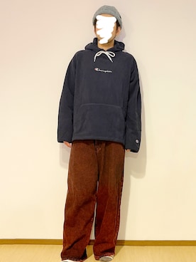 「プルオーバーパーカー」｜「アイテム（帽子）」を使った、ma612ruさん（メンズ・174cm）の秋コーディネート