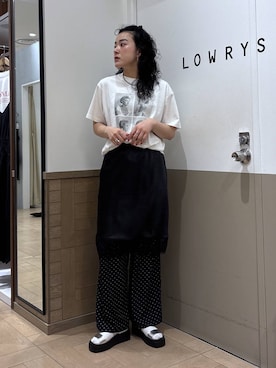 「LOWRYS FARM（ローリーズファーム）のカンドウフィットバンドサンダル 637892（サンダル、ブラック系）」を使った、Tenさん（レディース・163cm）の春コーディネート