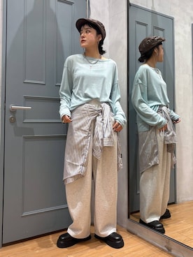 「アイテム（ハンチング/ベレー帽）」を使った、Tenさん（レディース・163cm・20代）の夏コーディネート