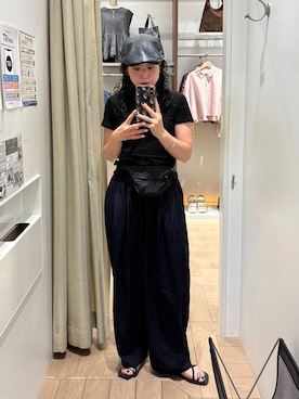 「LOWRYS FARM（ローリーズファーム）のイージーワイドコクーンパンツ 327286（その他パンツ、ブルー系）」を使った、Tenさん（レディース・163cm）の夏コーディネート