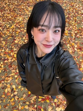 「アイテム（ライダースジャケット）」を使った、Tenさん（レディース・163cm・20代）の秋コーディネート