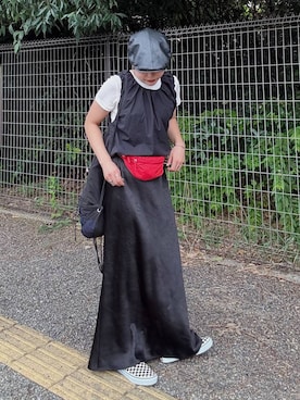 「LOWRYS FARM（ローリーズファーム）の２ＰタンクレイヤードＳＳ 1048915（Tシャツ/カットソー、ホワイト系）」を使った、Tenさん（レディース・163cm）の夏コーディネート