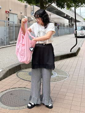 「LOWRYS FARM（ローリーズファーム）のＥＹＥＷＥＡＲ　128533（メガネ、その他）」を使った、Tenさん（レディース・163cm）の夏コーディネート