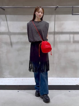 「LOWRYS FARM（ローリーズファーム）のバルーンプルオーバーフレンチスリーブ　574769（Tシャツ/カットソー）」を使った、h a n n aさん（レディース・158cm）の秋コーディネート