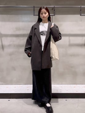 「ナチュラル」｜「アイテム（チェスターコート）」を使った、h a n n aさん（レディース・158cm）の秋コーディネート