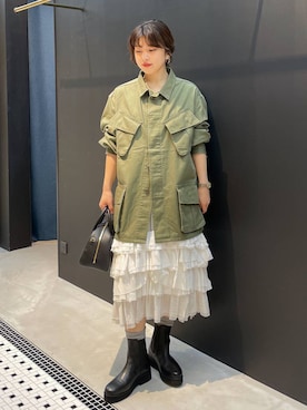 「アイテム（ミリタリージャケット）」を使った、cl__izumiさん（レディース・153cm）の秋コーディネート