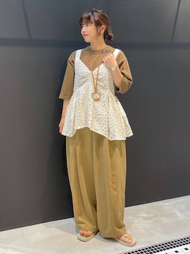 「アイテム（ブラウン系）」を使った、cl__izumiさん（レディース・153cm）の夏コーディネート