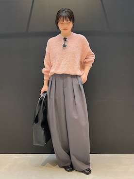 「Curensology（カレンソロジー）のCurensology(カレンソロジー)/プレーンツータックパンツ（その他パンツ、グレー系）」を使った、cl__izumiさん（レディース）の春コーディネート