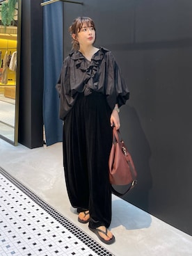 「Curensology（カレンソロジー）のアイテム（サンダル）」を使った、cl__izumiさん（レディース・153cm）の秋コーディネート