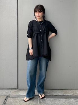 「Curensology（カレンソロジー）のCurensology(カレンソロジー)/＜&RC＞ワイドルーズデニムパンツ（デニムパンツ、ブルー系）」を使った、cl__izumiさん（レディース）の春コーディネート