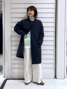 「BARNYARDSTORM」｜「アイテム（ノーカラーコート）」を使った、cl__izumiさん（レディース・153cm）の冬コーディネート