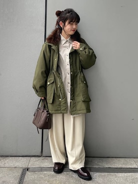 「アイテム（モッズコート）」を使った、cl__izumiさん（レディース・153cm）の秋コーディネート