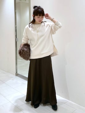 「アイテム（スカート、ブラウン系）」を使った、cl__izumiさん（レディース・153cm）の冬コーディネート