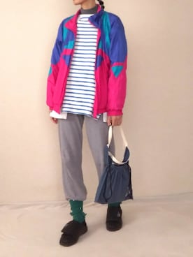 「アイテム（ナイロンジャケット）」を使った、RUKAさん（レディース・170cm）の冬コーディネート