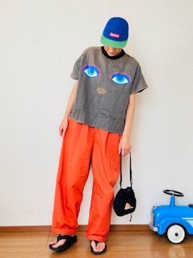 「アイテム（オールインワン・サロペット）」を使った、RUKAさん（レディース・170cm）の夏コーディネート