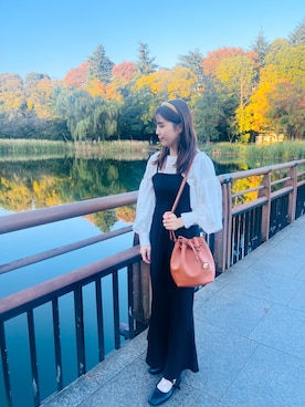 「アイテム（カチューシャ、イエロー系）」を使った、ゆうなさん（レディース・153cm）の秋コーディネート