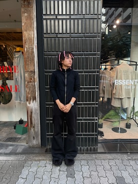 「WHITELAND（ホワイトランド）のWHITELAND/ホワイトランド/RIB STAND ZIP LS TEE（Tシャツ/カットソー）」を使った、たいせいさん（メンズ・172cm）の夏コーディネート