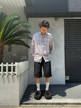 「WHITELAND（ホワイトランド）のアイテム（シャツ/ブラウス）」を使った、たいせいさん（メンズ・172cm）の夏コーディネート