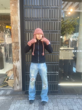 「WHITELAND（ホワイトランド）のWHITELAND/ホワイトランド/RIB STAND ZIP LS TEE（Tシャツ/カットソー）」を使った、たいせいさん（メンズ・172cm）の秋コーディネート