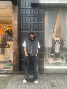 「WHITELAND（ホワイトランド）のアイテム（パーカー）」を使った、たいせいさん（メンズ・172cm）の夏コーディネート