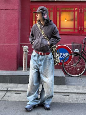 「アイテム（トートバッグ）」を使った、riku226さん（メンズ・168cm）の冬コーディネート