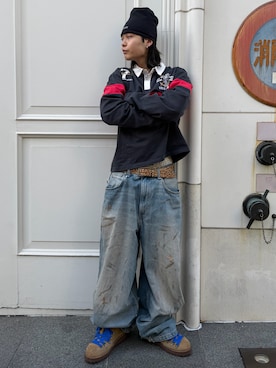「アイテム（帽子）」を使った、riku226さん（メンズ・168cm）の春コーディネート