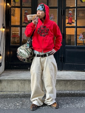 「アイテム（ボストンバッグ）」を使った、riku226さん（メンズ・168cm・20代）の冬コーディネート