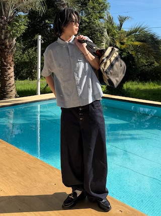 「VELNUS(ベルナス)の【VELNUS】【12oz】Wide Straight Button-Fly Denim Pants /ワイドストレート ボタンフライ デニムパンツ(デニムパンツ)」を使った、riku226さん(メンズ・168cm)の秋コーディネート