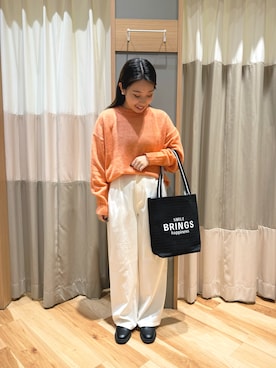 「Samansa Mos2 blue（サマンサモスモスブルー）のアイテム（トップス、オレンジ系）」を使った、seiraさん（レディース・150cm）の秋コーディネート