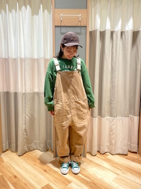 「配色」｜「アイテム（サロペット/オーバーオール）」を使った、seiraさん（レディース・150cm）の秋コーディネート