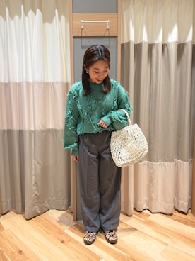 「Samansa Mos2 blue（サマンサモスモスブルー）のアイテム（ニット/セーター）」を使った、seiraさん（レディース・150cm）の春コーディネート