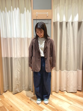 「トレンドファッション」｜「アイテム（ノーカラージャケット）」を使った、seiraさん（レディース・150cm）の秋コーディネート