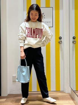 「ビットローファー」｜「アイテム（トートバッグ）」を使った、Juntaさん（レディース・157cm）の冬コーディネート
