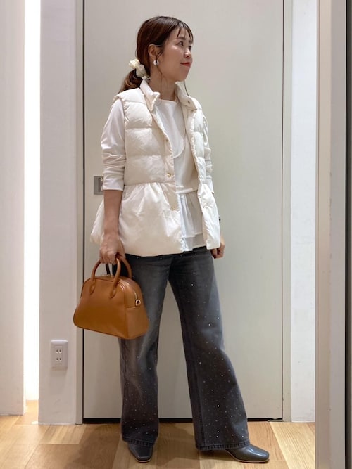 セール】【GREEN DOWN/グリーンダウン】ペプラムダウンベスト（ダウン