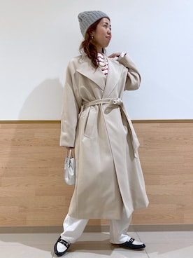 「HARUTA」｜「アイテム（トレンチコート）」を使った、Juntaさん（レディース・157cm）の春コーディネート