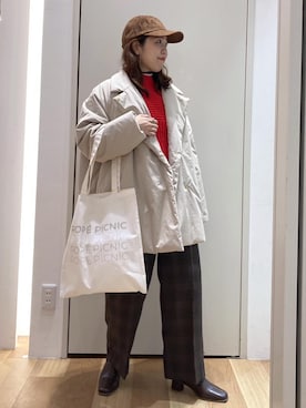 「アイテム（ダウンジャケット/コート）」を使った、Juntaさん（レディース・157cm・30代）の秋コーディネート