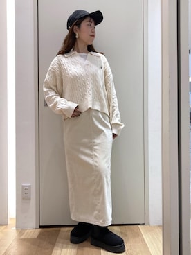 「アイテム（チェスターコート）」を使った、Juntaさん（レディース・157cm）の冬コーディネート