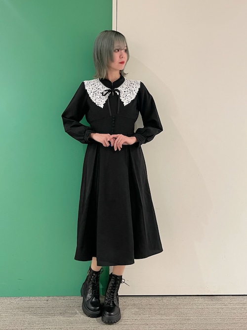 セール】付け襟付ハイウエストワンピース（ワンピース）｜axes femme