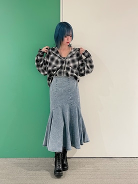 「NIBBLE POISON（ニブルポイズン）のダブルクロスカップ付インナー（キャミソール、ブラック系）」を使った、sach1さん（レディース・166cm）の春コーディネート