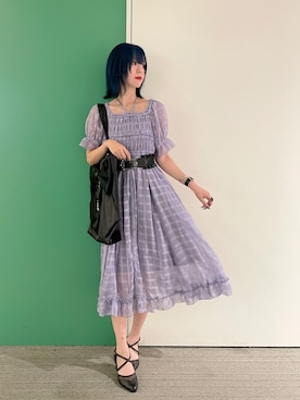 「アイテム（アクセサリー、パープル系）」を使った、sach1さん（レディース・166cm）の夏コーディネート