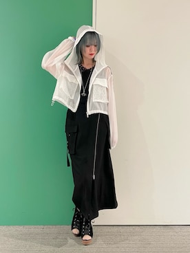 「axes femme（アクシーズファム）のフード付シアブルゾン（ブルゾン、ホワイト系）」を使った、sach1さん（レディース・166cm）の春コーディネート