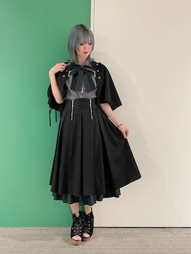 「axes femme（アクシーズファム）のカトラリージップリボンブラウス（シャツ/ブラウス、グレー系）」を使った、sach1さん（レディース・166cm）の春コーディネート