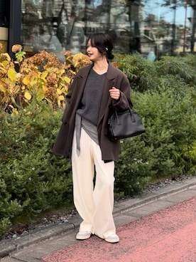 「RIVE DROITE（リヴドロワ）の【真冬まで暖か】両面起毛イージーストレートパンツ（その他パンツ）」を使った、rd_usui558さん（レディース・163cm）の冬コーディネート