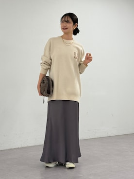 「RIVE DROITE（リヴドロワ）の【バックロゴが目を惹く】アスレチックロゴニット（ニット/セーター）」を使った、rd_usui558さん（レディース・163cm）の秋コーディネート