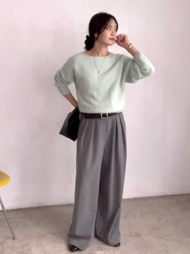 「スラックスパンツ」｜「アイテム（アクセサリー）」を使った、rd_usui558さん（レディース・163cm）の秋コーディネート