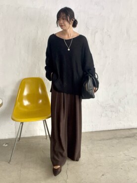 「スラックスパンツ」｜「アイテム（アクセサリー）」を使った、rd_usui558さん（レディース・163cm）の秋コーディネート