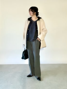 「アイテム（その他アウター、ホワイト系）」を使った、rd_usui558さん（レディース・163cm）の秋コーディネート