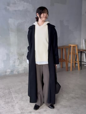 「RIVE DROITE（リヴドロワ）の【フードがアクセントに】ウール100ホールガーメントフーディ（ニット/セーター）」を使った、rd_usui558さん（レディース・163cm）の秋コーディネート