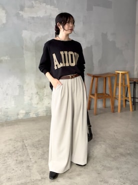 「スラックスパンツ」｜「アイテム（スウェット）」を使った、rd_usui558さん（レディース・163cm）の秋コーディネート